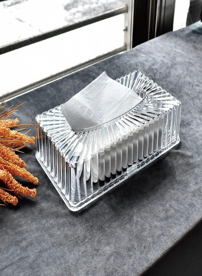 Paghadi علبة ورق أكريليك من باغادي، موزع مناشف ورقية، حامل شفاف، علبة مناديل قابلة للطي، ديكور مكتبي، منظم حامل مناديل شفاف، مناسب للمنزل والمكتب والحمام وغرفة النوم (شفاف فاخر - 5) - Image 1